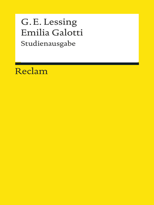 Title details for Emilia Galotti. Studienausgabe by Gotthold Ephraim Lessing - Wait list